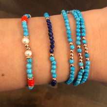 Load image into Gallery viewer, Three row turquoise bracelet