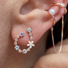 Load image into Gallery viewer, Spring earrings with pink and Blue stones -U shaped