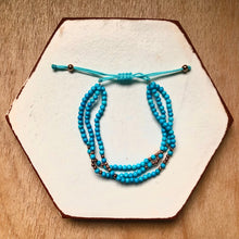 Load image into Gallery viewer, Three row turquoise bracelet