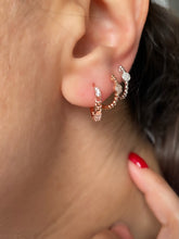 Load image into Gallery viewer, Small Hoops with clear zircon stones  - Earrings