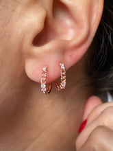 Load image into Gallery viewer, Small Hoops with clear zircon stones  - Earrings