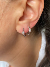 Load image into Gallery viewer, Small Hoops with clear zircon stones  - Earrings
