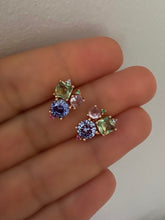 Cargar imagen en el visor de la galería, Stud with three large colourful zircon stones