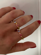 Load image into Gallery viewer, Ring with pink heart and Blue and green stones