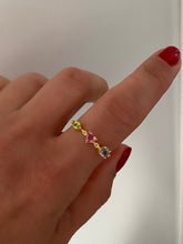 Load image into Gallery viewer, Ring with pink heart and Blue and green stones