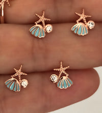 Load image into Gallery viewer, Small Sea Shell Set - Blue enamel