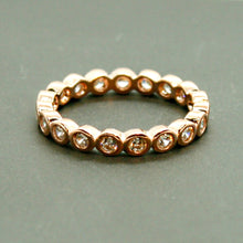 Load image into Gallery viewer, Pave-set ring with large round clear zircon stones
