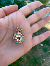 Load image into Gallery viewer, Morning star Necklace with 3 pendants and rainbow stones