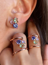 Cargar imagen en el visor de la galería, Stud with three large colourful zircon stones