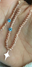 Load image into Gallery viewer, Charm necklace with silver beads evil eye talisman and charms