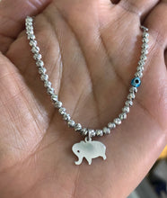 Load image into Gallery viewer, Charm necklace with silver beads evil eye talisman and charms