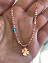 Load image into Gallery viewer, Charm necklace with silver beads evil eye talisman and charms