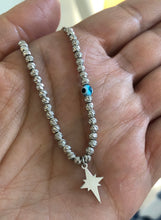 Load image into Gallery viewer, Charm necklace with silver beads evil eye talisman and charms