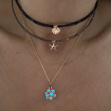 Load image into Gallery viewer, Round Blue turquoise charm necklace