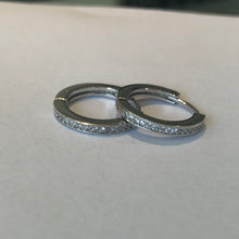 Load image into Gallery viewer, Hoop earrings with small pave-set stones