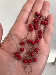 100 cm long chain with Coral beads