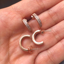 Load image into Gallery viewer, Earring with small double row pave-set stones