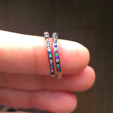 Load image into Gallery viewer, Hoop earrings with small pave-set stones