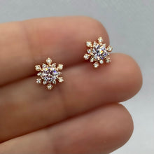 Load image into Gallery viewer, SnowFlake Stud With Clear Zircon Stones