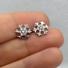 Load image into Gallery viewer, SnowFlake Stud With Clear Zircon Stones