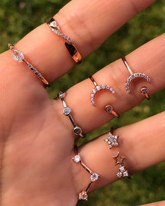Thin Rings with clear zircon stones - Sparkle Collection