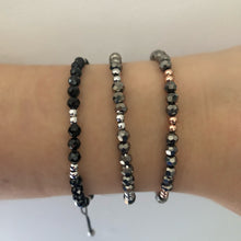 Charger l&#39;image dans la galerie, BRACELET WITH HEMATITE, BLACK ONIX AND SILVER BEADS