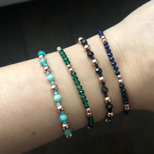 Natural stone friendship bracelets with silver beads