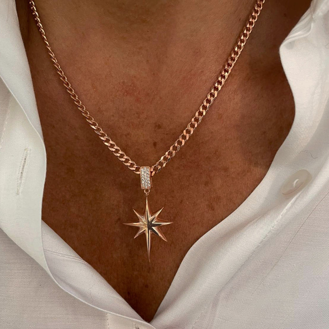 Morning star Necklace with thick twist curve chain
