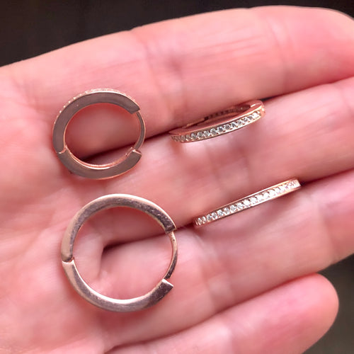 Hoop earrings with small pave-set stones