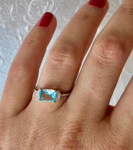 Load image into Gallery viewer, Light Blue Princess Cut Stone ring