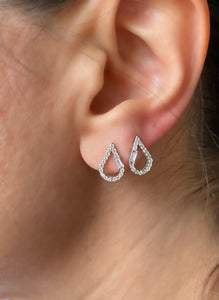 Waterdrop with clear zircon stones - Earrings