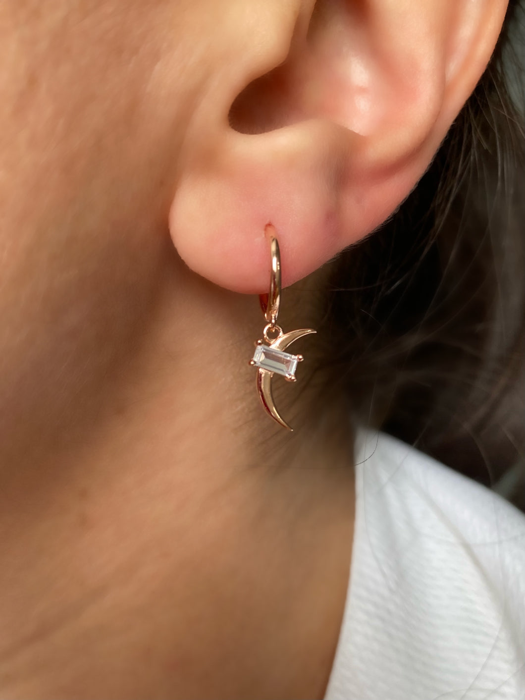 Swallow eardrops with princess cut zircon stones - Earrings