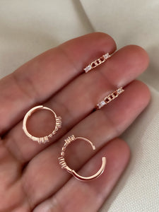 Small Hoops with clear zircon stones  - Earrings