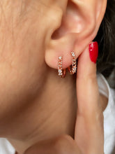 Cargar imagen en el visor de la galería, Small Hoops with clear zircon stones  - Earrings