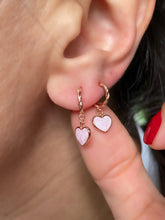 Load image into Gallery viewer, Pink enamel heart  - Earrings