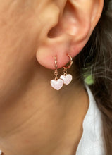 Load image into Gallery viewer, Pink enamel heart  - Earrings