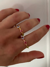 Cargar imagen en el visor de la galería, Ring with pink heart and Blue and green stones
