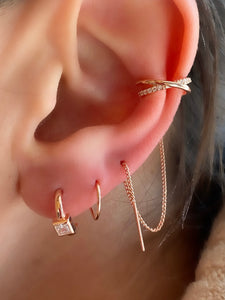 Cartilage earrings with chain  and pin