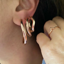 Load image into Gallery viewer, Wavy Hoops Rose Gold Plated Silver