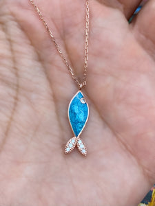 Little Fish with enamel -  Necklace