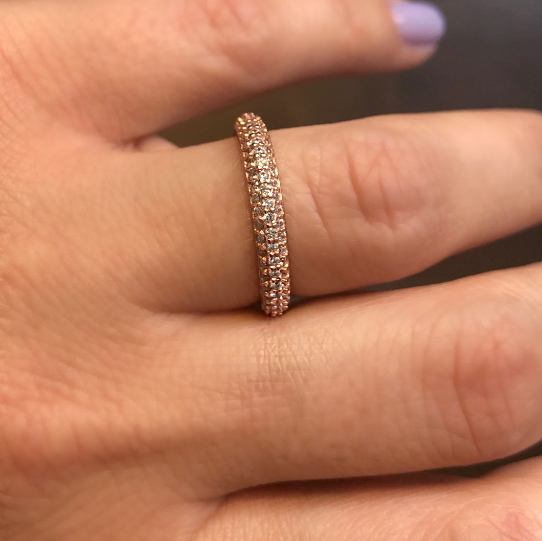 Pave-set ring with Small clear zircon stones