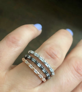 Thin pave-set ring with Small Square clear zircon stones