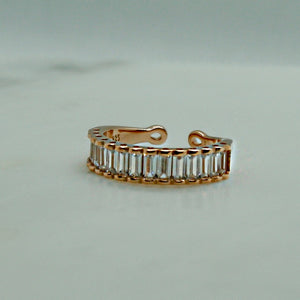 Open ring with Vertical Princess Cut clear zircon stones