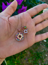 Charger l&#39;image dans la galerie, Morning star Necklace with 3 pendants and rainbow stones