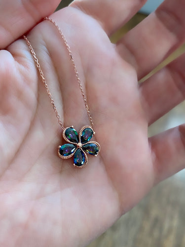 Mystic Topaz flower necklace