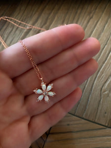 Opal flower necklace