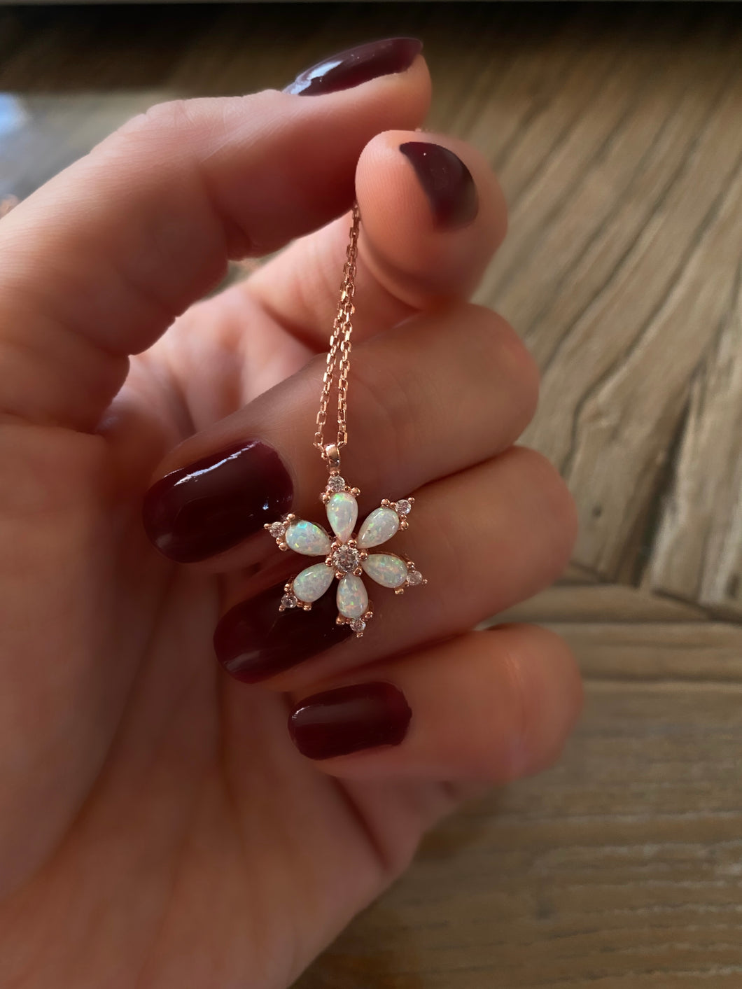Opal flower necklace