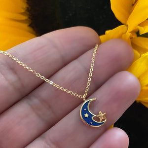 Moon And Stars necklace -yellow gold