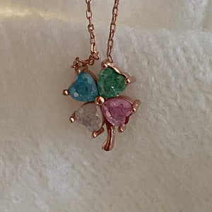 Clover Necklace Colorful Crystals