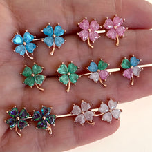 Load image into Gallery viewer, Clover Earring with colourful stones